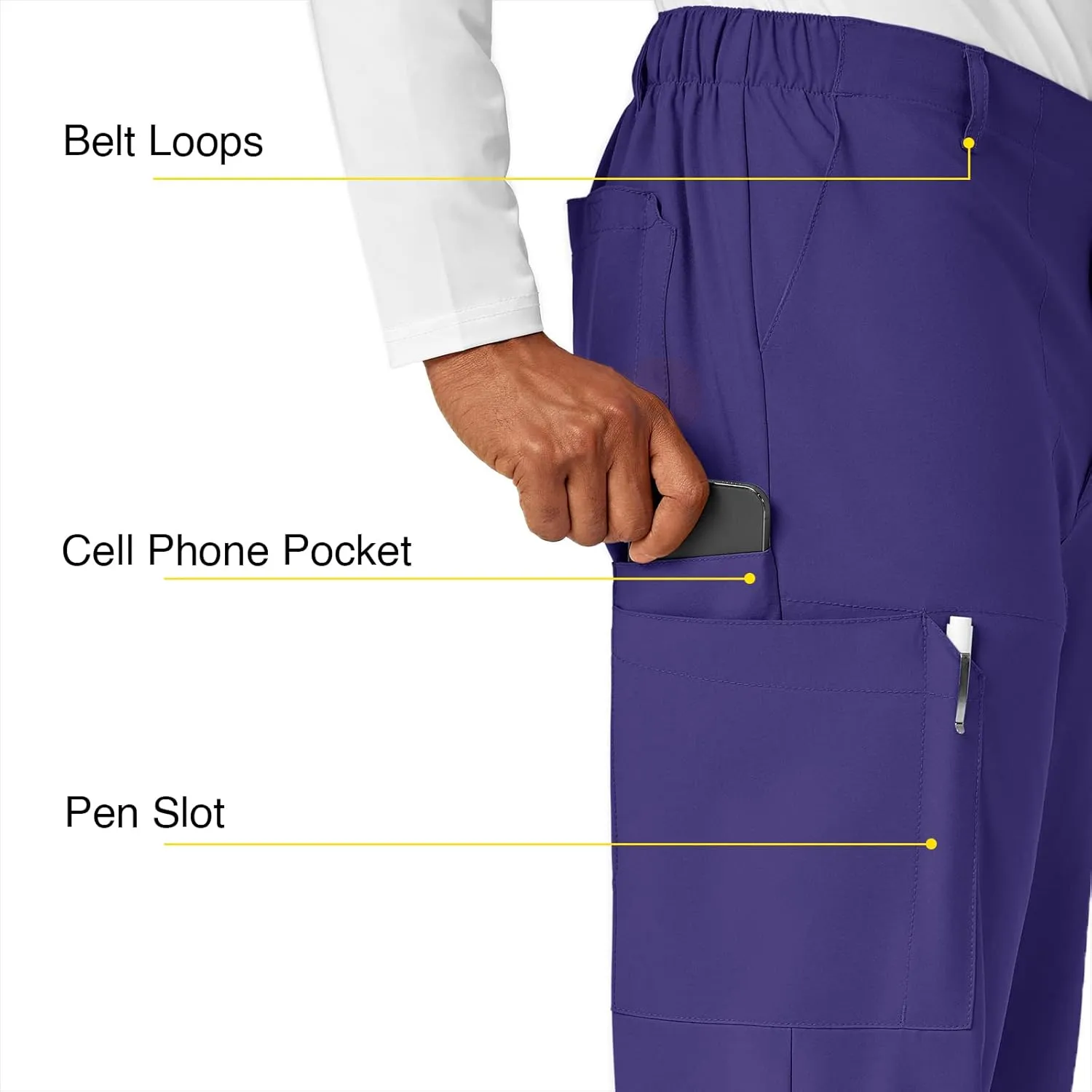 WonderWink Men's Flat Front Cargo Pant