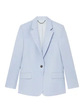 Wool Flannel Slim Fit Boyfriend Blazer (Baby Blue)
