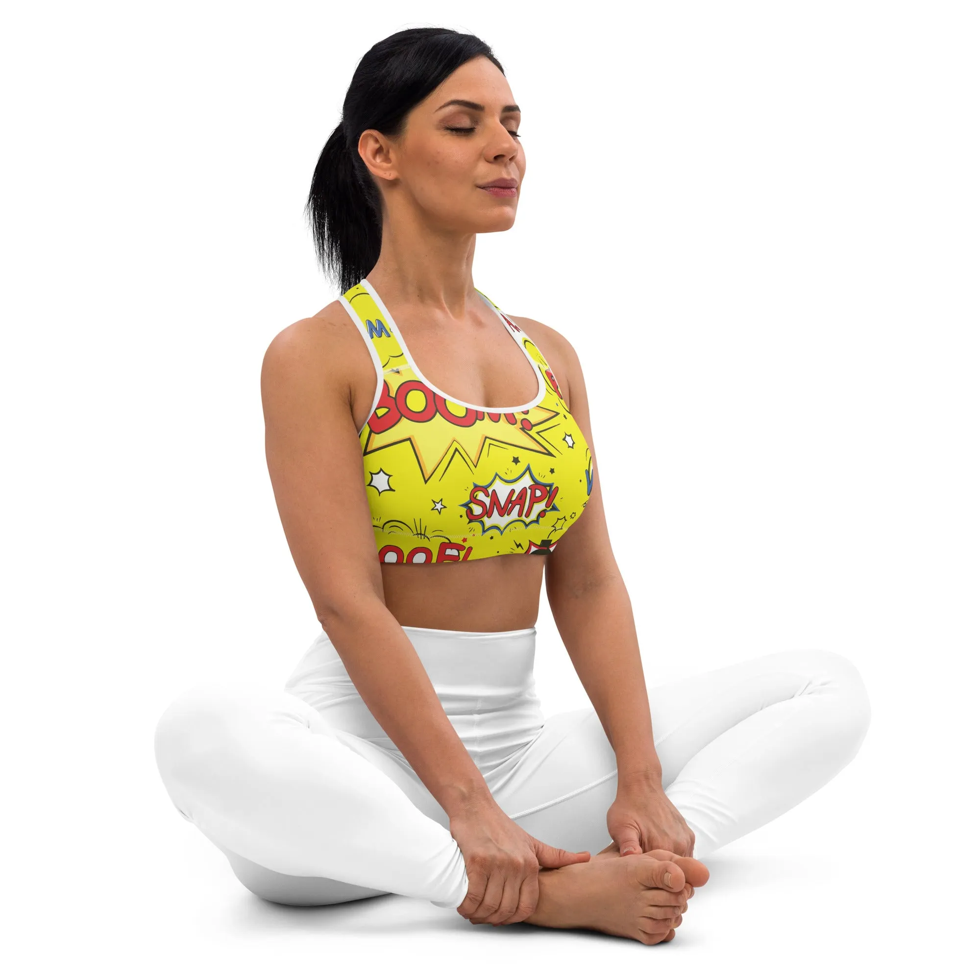 Yellow Snap Sports bra