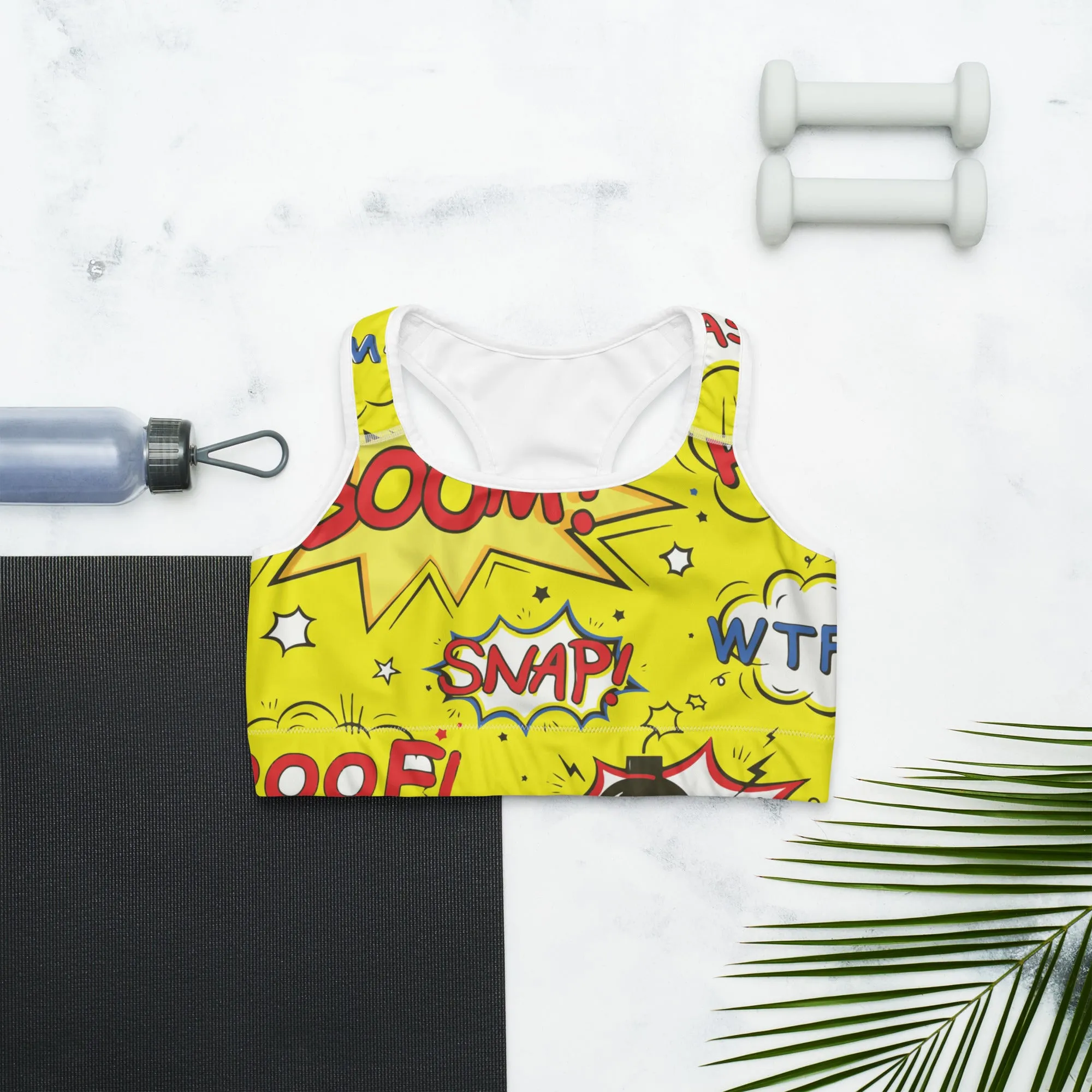 Yellow Snap Sports bra