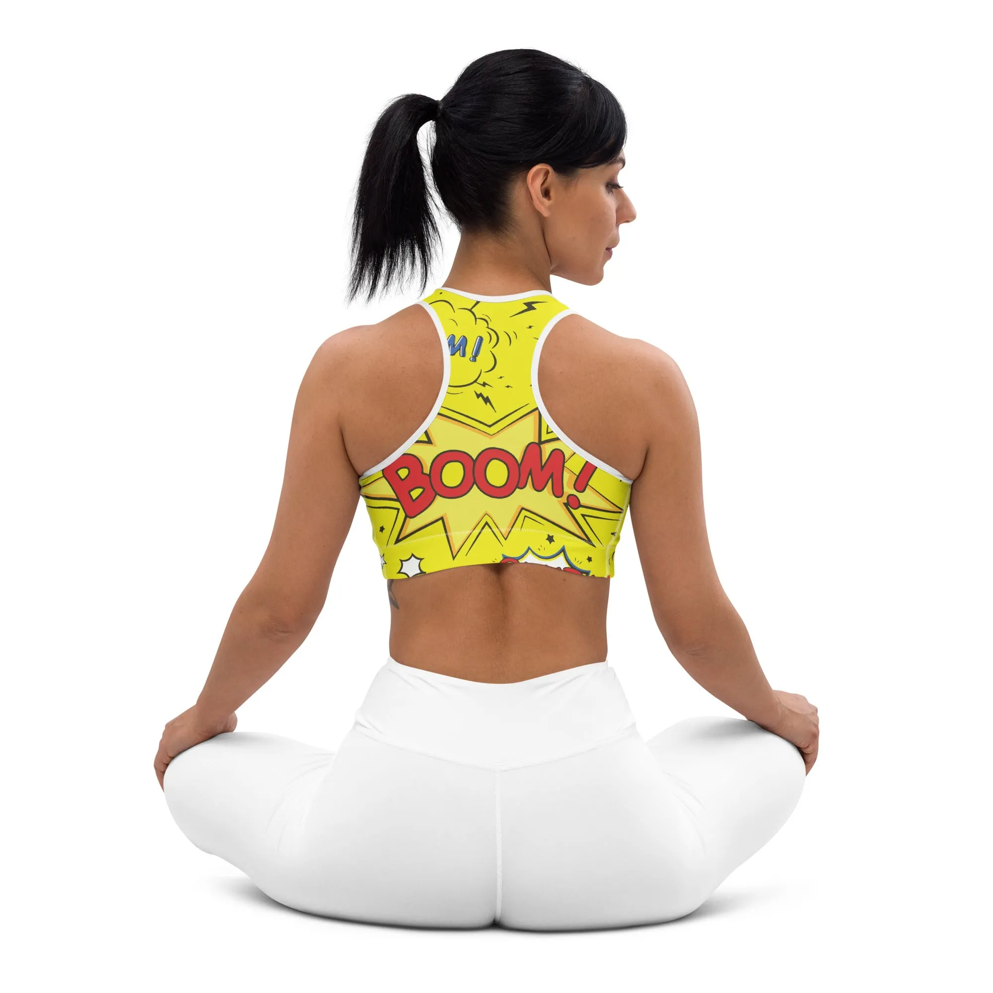 Yellow Snap Sports bra