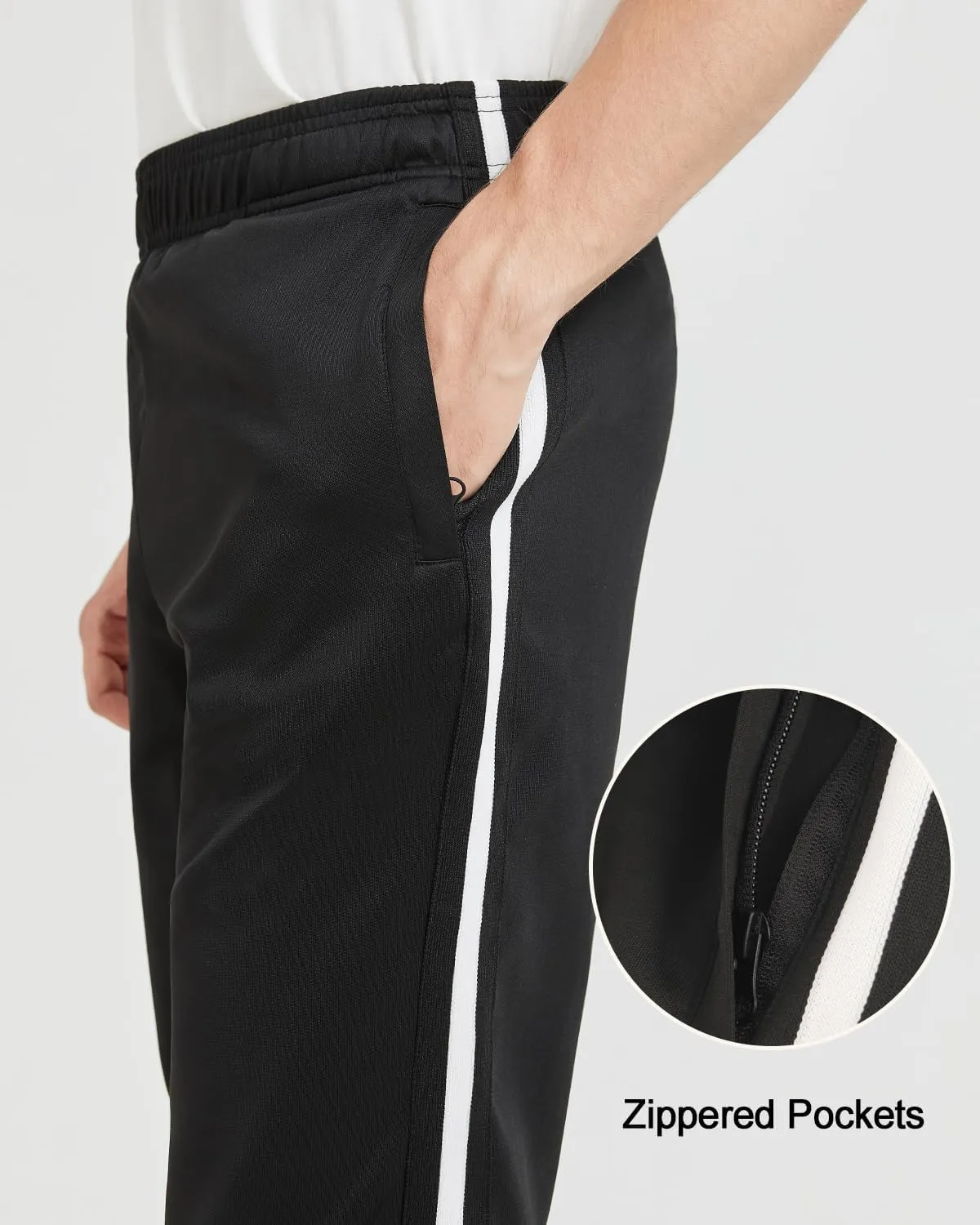 Zylioo Men's Tall Track Pants, Summer Lightweight Athletic Joggers with Zipper Pockets and Cuffs