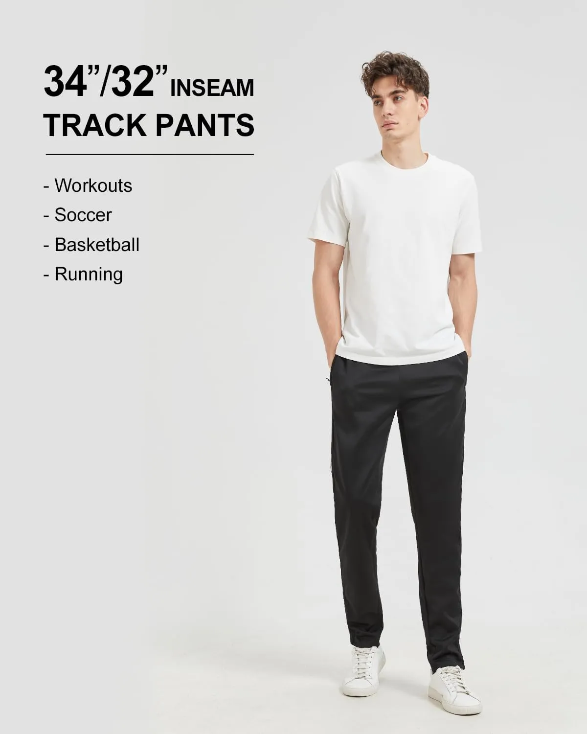 Zylioo Men's Tall Track Pants, Summer Lightweight Athletic Joggers with Zipper Pockets and Cuffs